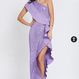 One33 Social The Mercer Sequin | Lilac Pleated Ruffle Gown